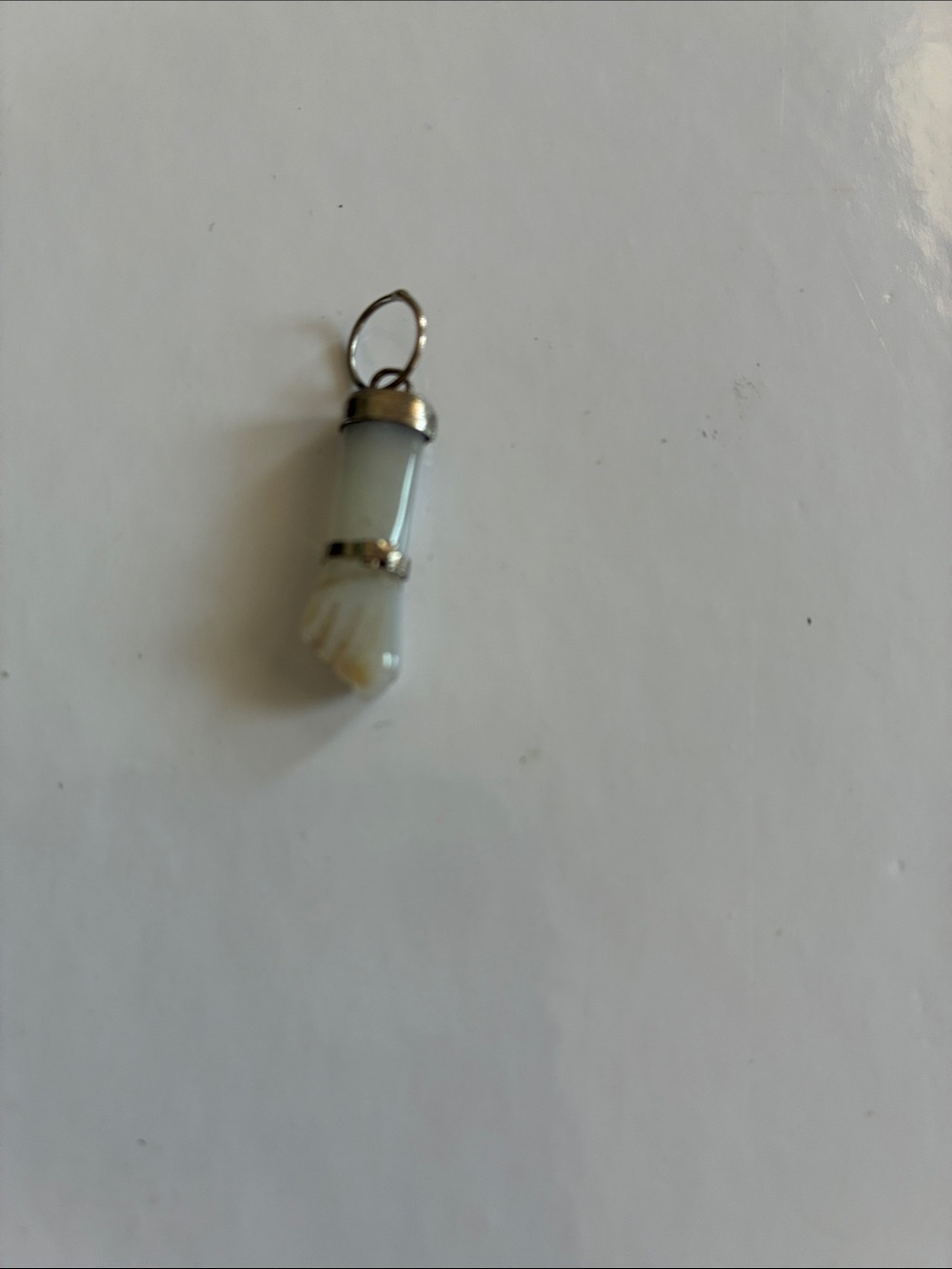 Vintage Mano Figa/Hand Stone Charm Pendant Accent with Silver Tone Detail